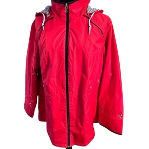 Red d.e.t.a.i.l.s INTL Raincoat with Grommet Trim.  New with Tags.  Size = 1X